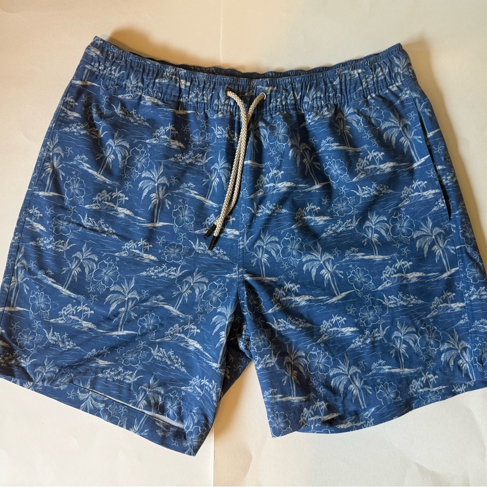 Fair Harbor Blue Tropical Print Swim Shorts